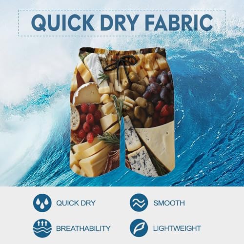 Men's Swim Trunks Quick Dry Board Shorts with Pockets Beach Shorts Beautiful Cheese Board Bathing Suits for Men3
