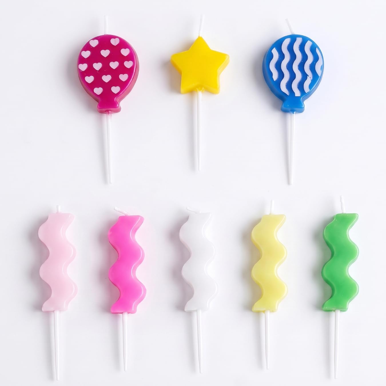 Macaron Star Birthday Candles, Colorful Star Shaped Cake Candles, 3 Large 3 Small, Birthday Cake Cupcake Party Decorations, 6 Pack