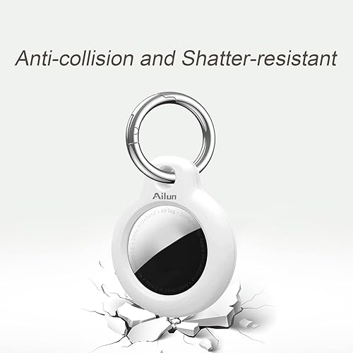 Vista 9 de Ailun [Paquete de 2] Funda rígida de policarbonato para AirTag, lazo a prueba de golpes con soporte para llavero, protector de piel, funda Negro