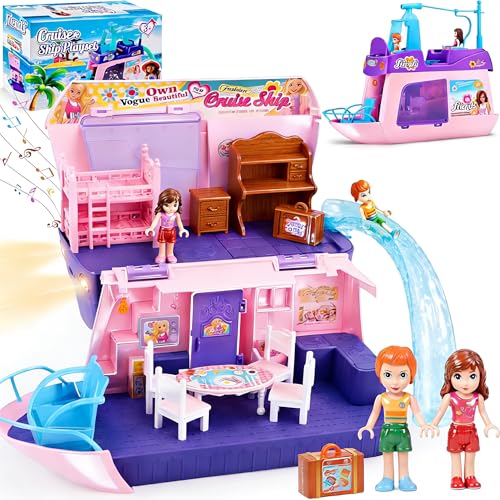 Pourbibi Juguetes para Niñas de 3 años en Adelante, Juego de Crucero con Luces y Música, Juguetes de Juego de rol para Edades de 2, 3, 4, 5 Años, Regalos para Niñas de 3 a 6 Años