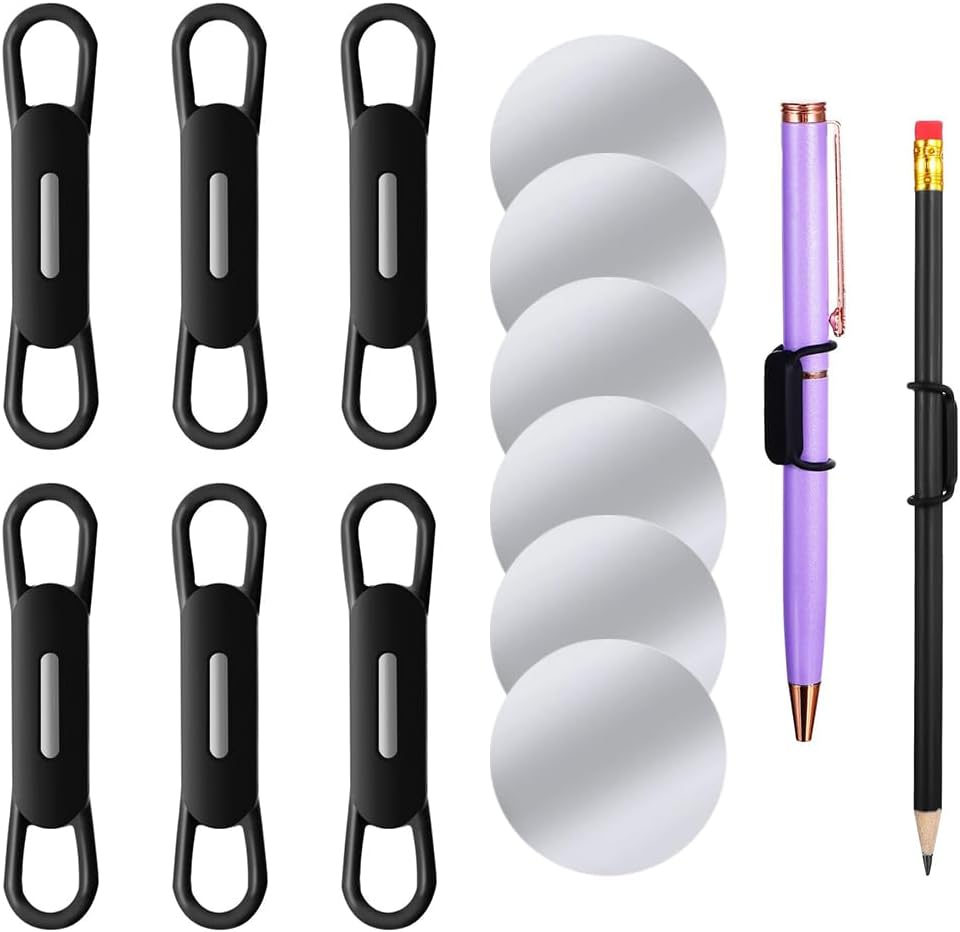 OFIFO® 6-Pack Silicone Pen Organizers - Versatile Magnetic & Adhesive Holders for Refrigerators, Desks, Lockers & Whiteboards, Space-Saving Black Accessories