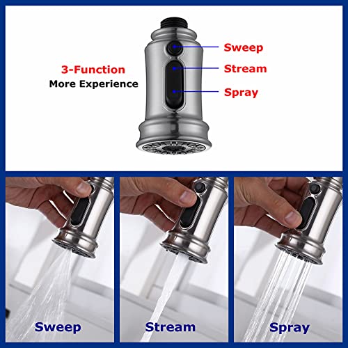 Rkf Commercial Kitchen Faucet With Pull Down Spray Head,Single Lever Handle Pull Down Sprayer Kitchen Faucet With Deck Plate And Soap Dispenser,Brushed Nickel,Pd05T-32/Bn #TOP4