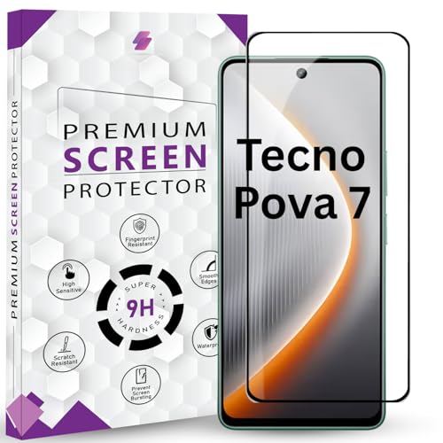Image of Premium Tempered Glass Screen Protector Guard For Tecno Pova 7 (6.78 Inch, Pack of 1) | Edge to Edge Coverage With Easy to installation kit