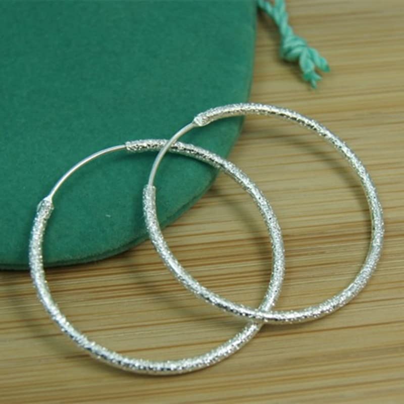 Srebrny peeling matowy okrągły okrąg 35/50 mm duże kolczyki koła dla kobiet moda biżuteria prezent - złoty kolor, OZZKI