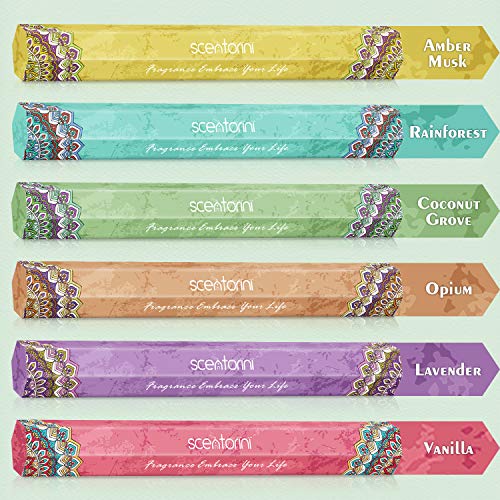 image for SCENTORINI Incense Sticks, Lavender, Vanilla, Opium, Rainforest, Amber