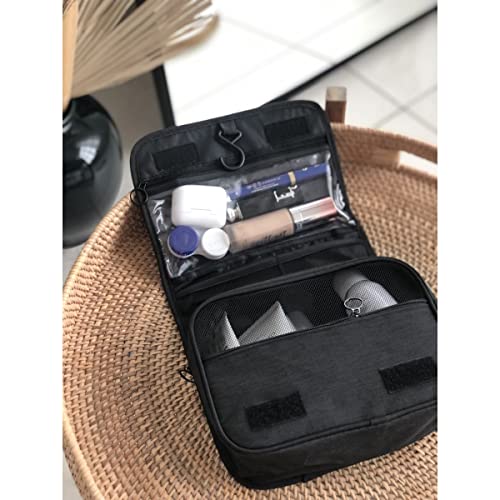 Necessaire Com Alça Organizadora Masculina Feminina Grande Viagem Cabide Divisória (Preto)