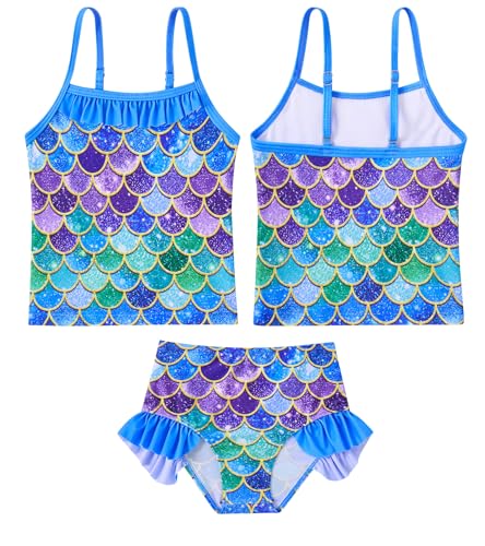 Image of BFUSTYLE Girls Swimsuit 3 Pieces Rash Guard Kids Long Sleeves Bathing Suit 3-8 Years Sun Proction Swimwear Tankini