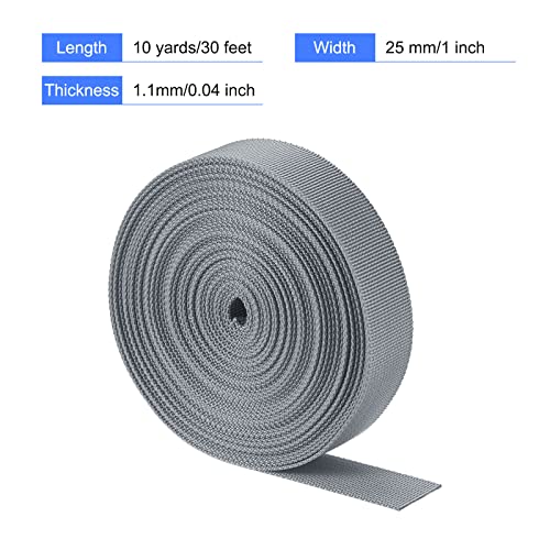 Image of MECCANIXITY Flat Nylon Webbing Strap 1 Inch 10 Yards Grey for Backpack, Luggage-rack