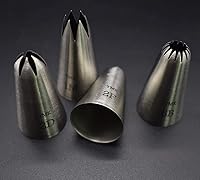 Vista 5 de Paquete de 4 puntas de glaseado de acero inoxidable sin costuras #1M 2D 2F 6B, boquilla de tubería grande, herramientas de decoración de pasteles