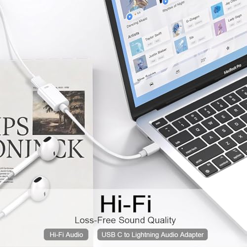 Image of ZORBES USB C to Lightning Audio Adapter and Charge Adapter,Type C Male to Female Lightning Headphone Audio Converter for Phone 16 /16 Pro /15 /15 Pro Max,iPad Pro /Air 6 /5 Compatible with Galaxy S25 /S24