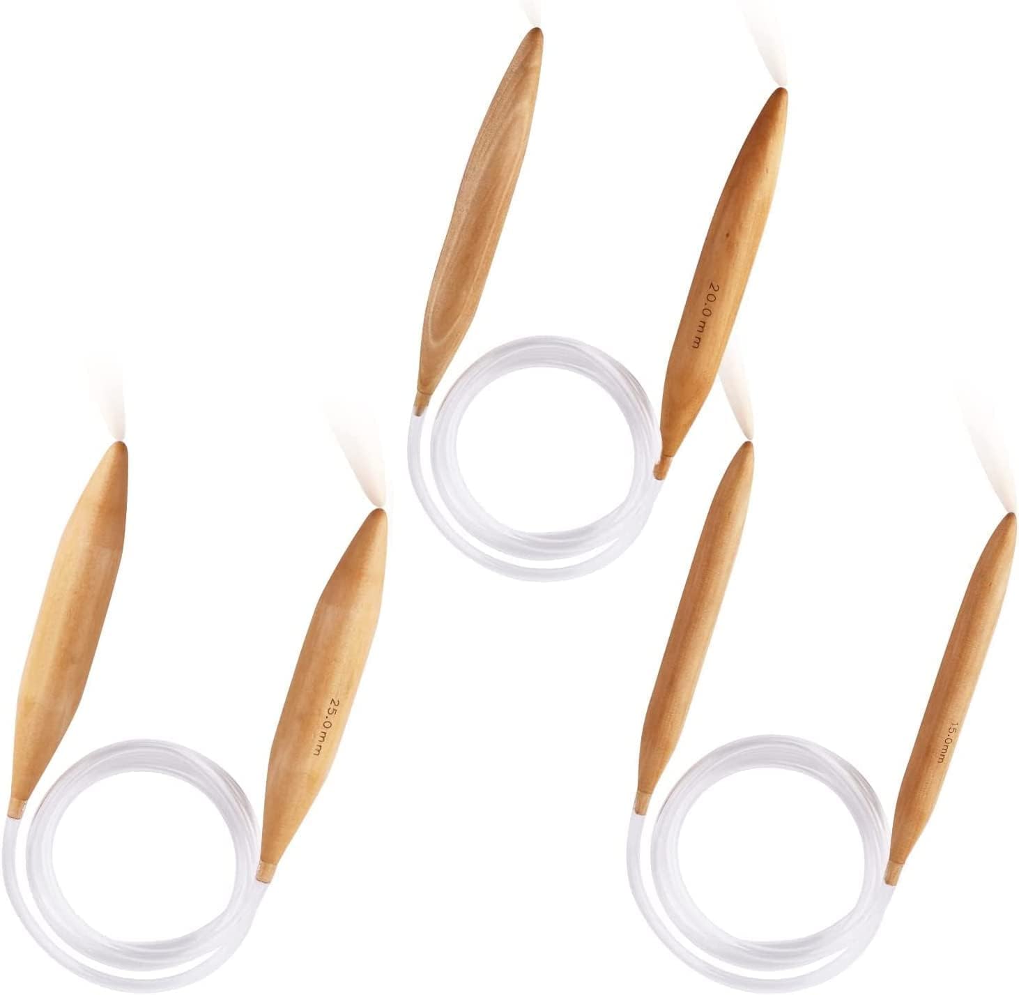 Round Braided Needles,Bamboo Round Braided Needles,3Pcs Wooden Circular