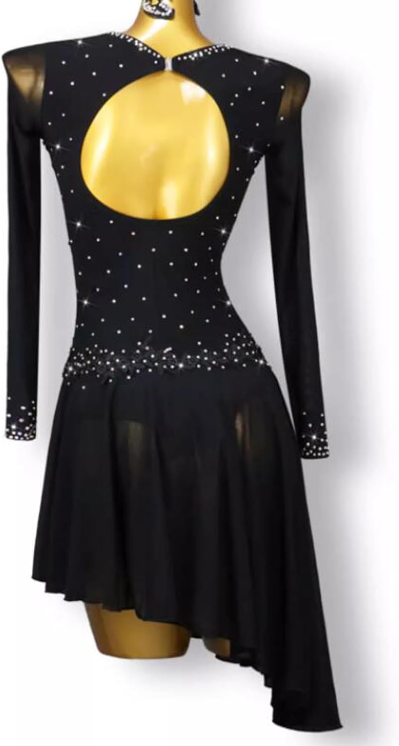 Latin Dance Competition Dresses for Women Mesh Ballroom Dance Costume Applique Cha Cha Dance Dress