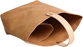 Hoement Bolsa De Vino Reusable Kraft Lavado Soporte para Botellas para como Navidad y San Valentín con Diseño De Asa Color Amarillo Arena
