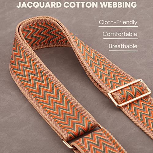 Image of BAKKO Crossbody Strap Top Grain Leather Ends Gold Metal Hardware 2 inch Wide Shoulder Strap Replacement fits Handbags Purses Messenger Duffel Bags Gold Metal Hardware Adjustable Length from 36 inch-57 inch