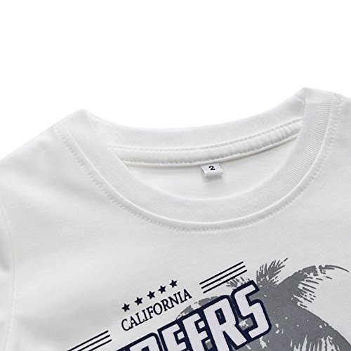 BINIDUCKLING Boy Short Sleeve T-Shirt and Shorts Set Kid 2Pcs Summer Outfit Beachwear Saiboat 3T - Thumbnail 2