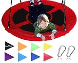 Royal Oak Saucer Tree Swing,Giant 40 Inches with Carabiners and Flags, 700 lb Weight Capacity, Steel