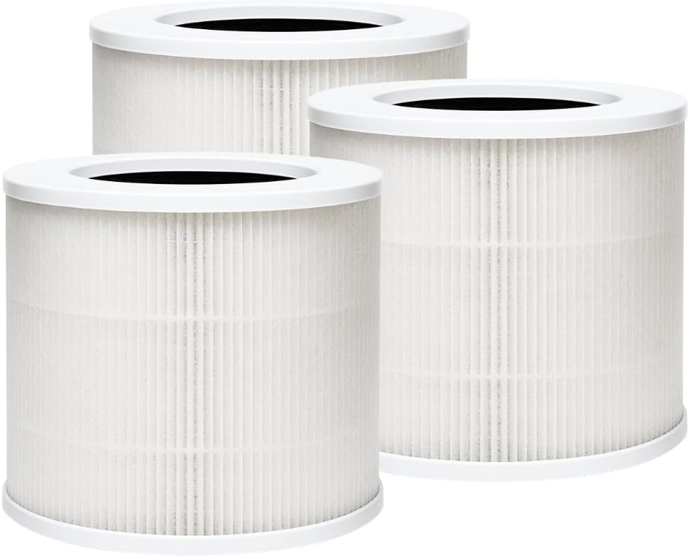Nispira GXZ-AP01 3-in-1 True HEPA Activated Carbon Filter Replacement For Proton Pure Portable Air Purifier Remove Smoke, 3 Packs