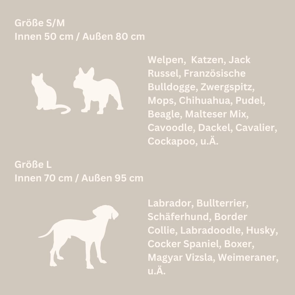 Holly Hundebett - Kratzfest, waschbar, langlebig - Luxuriöser Bouclé Stoff - Donut Hundebett in Cocoon Design - Ideale Unterstützung für Hals & Wirbelsäule - Hochwertiges Interior (S/M, Creme)
