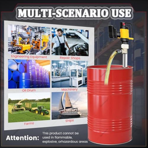 Bomba eléctrica portátil para bidones: caudal y elevación Ajustables para una Transferencia eficiente de diésel, Queroseno y Productos químicos (SS).