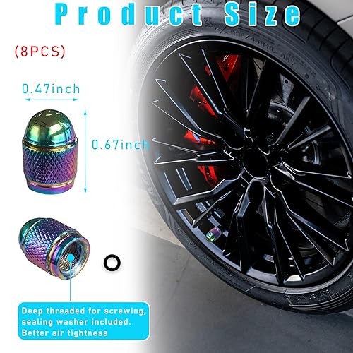 image for Augeny 8PCS Car Tire Valve Stem Caps, Bullet Style Aluminum Tire Valve