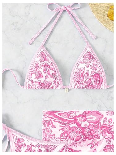 Image of BYFINECANY Women's Floral Printed Bathing Suit Halter Paisley Summer Swimsuit Bikinis Set