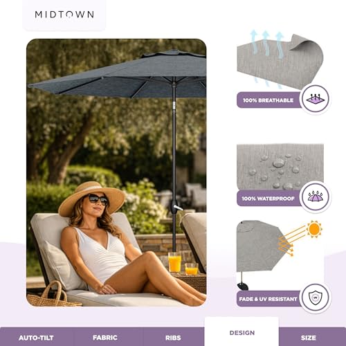 Image of Midtown Umbrellas Lean - 8 Ft Patio Umbrella, Cast Slate Canopy