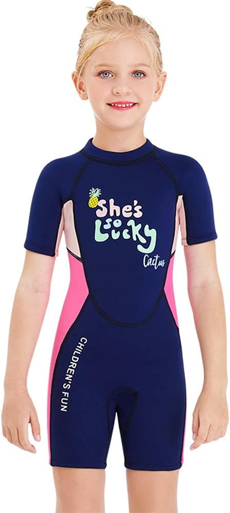 キッズワンピースウェットスーツ 2 5mmフルスーツマリンスポーツダイビングスーツ ネオプレンガールウォームウェットスーツ 子供用シーホリデーウォータースーツ ランキングtop10 半袖水着