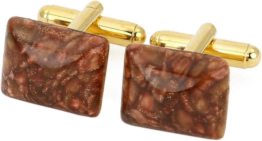 Glass Of Venice Murano Glass Avventurina Rectangular Cufflinks - Topaz