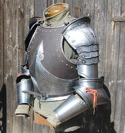 Medieval Steel Cuirass Chest Armor with Pauldrons & Arm Guards Handmade Knight Torso Armor for LARP, Cosplay & Reenactment