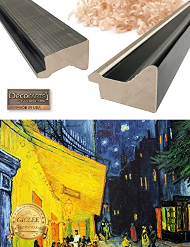 Decorarts - Cafe Terrace At Night By Vincent Van Gogh Art Reproduction. Oversize Solid Wooden Frame Matching With Giclee Prints Canvas Wall Art. Total Framed Size: 43X35 #TOP4