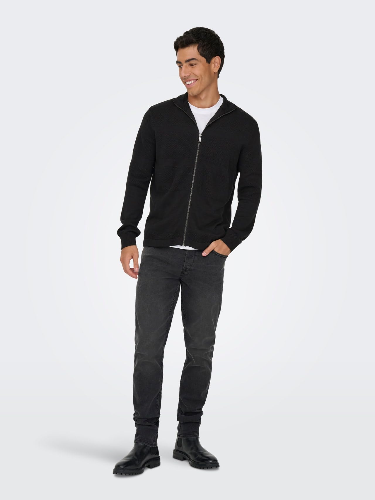 Only & Sons Onsmalik Reg-Cardigan con Cerniera a 12 Pin Uomo