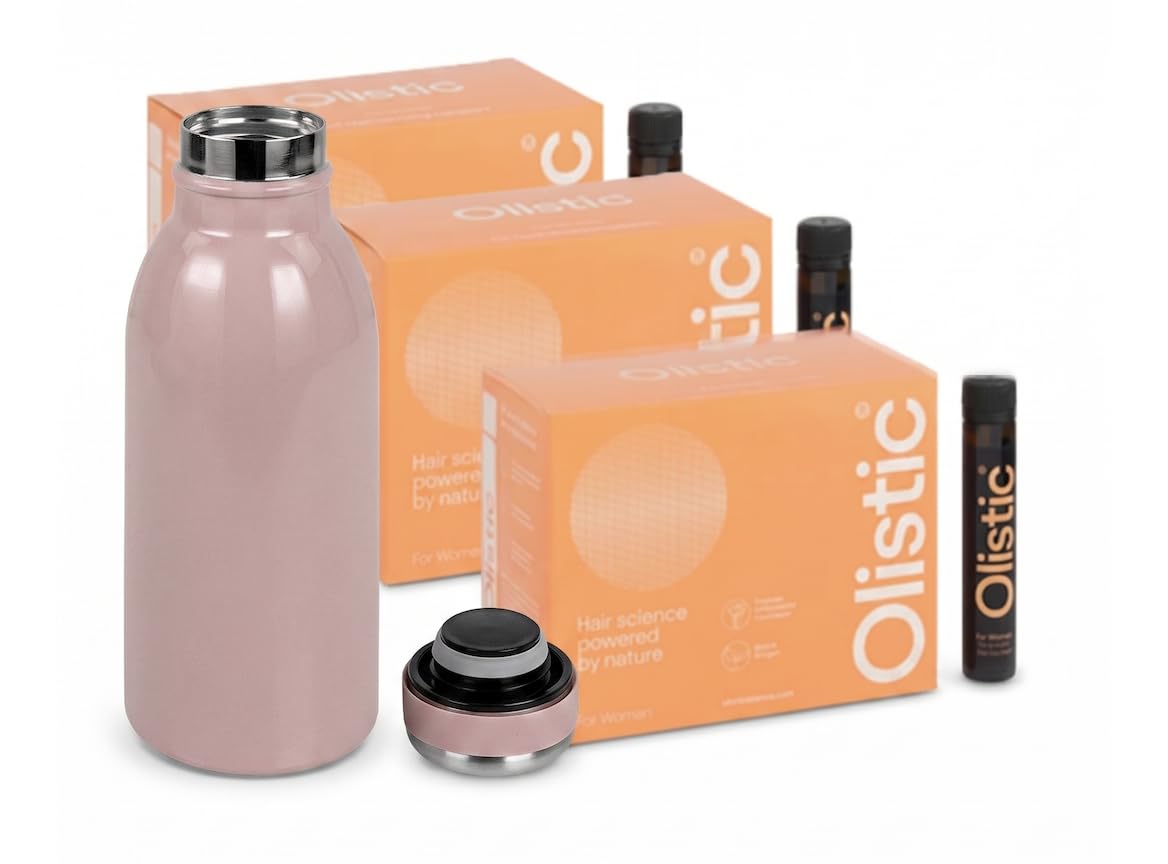 Olistic WOMEN - Pack de 3 x 28 Ampollas + BOTELLA GRATIS, Suplemento Anticaída Cabello para Mujer, Fortalece las Fibras Capilares y Ayuda a Prevenir la Caída de Pelo, Natural, Vegano, Sin Gluten