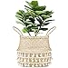 La Maia Medium Natural & Net Woven Seagrass Belly Plant Basket with Handles Woven Planter Basket for Storage, Laundry, Picnic, and Beach Bag