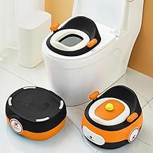StarAndDaisy Potty Seat/Chair for Kids 1-5 Years / 3-In-1 Baby Toilet Training Seat with Anti-Skip Pads, Removable Potty Pot, Potty Training Seat for Baby & Kids (Orange-Black)