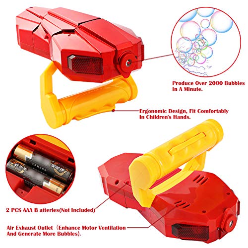G.C Kids Automatic Bubble Machine with Light and Music Red Bubble Blower Marker for Toddlers 2000+ Bubbles Per Minute Children Present Min Gifts Toy for 2 3 4 5 6 7 8 9 10+ Years Old Girls and Boys - Thumbnail 4