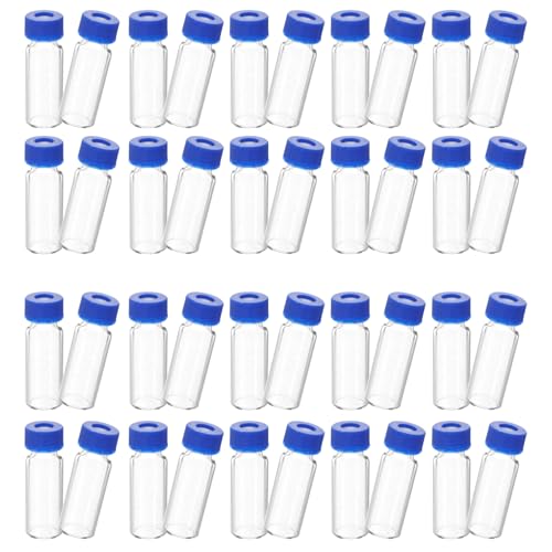 KICHOUSE 100Pcs Small Glass Vials with Lids Empty Sampling Bottles for Crafts Miniature Storage and Reusable Tiny Glass Bottles with Stable Bottom for Liquid Samples