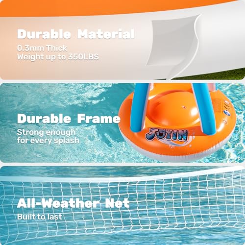Image of JOYIN XL Inflatable Pool Float Set, 125'' Volleyball Net & Basketball Hoops, Extra Large Floating Swimming Game Toy for Kids and Adults, Summer Floaties, Volleyball Court|Basketball, XL-Orange