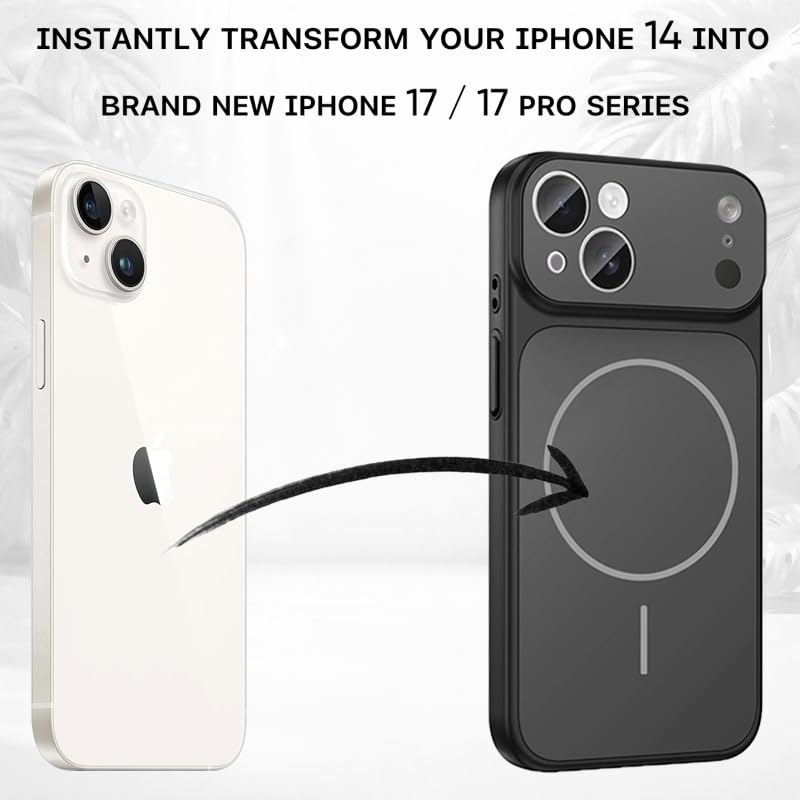 Image of SHINESTAR Converter Case for iPhone 14 | Premium Protective Mag-Safe Cover | iPhone 17 Pro / 17 Pro Max Series Style Design | in-Built Camera Guard | Wireless Charging Compatible - Black