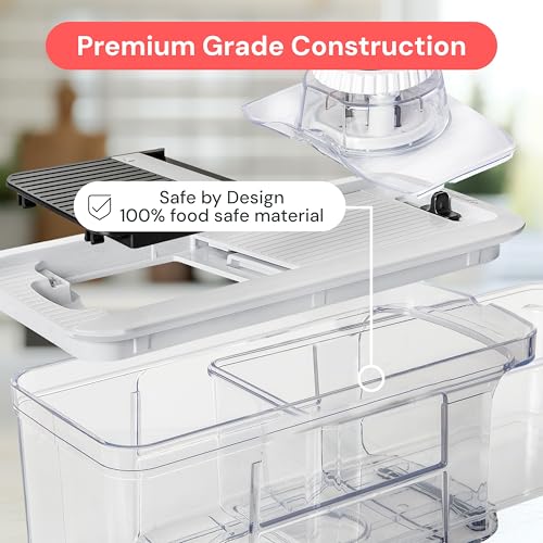 Fullstar All-in-1 Vegetable Chopper and Mandoline Slicer for Kitchen - Cheese Grater, French Fry Cutter, Cheese Slicer - Bonus Handheld Spiralizer Included (6 in 1, Black/White)