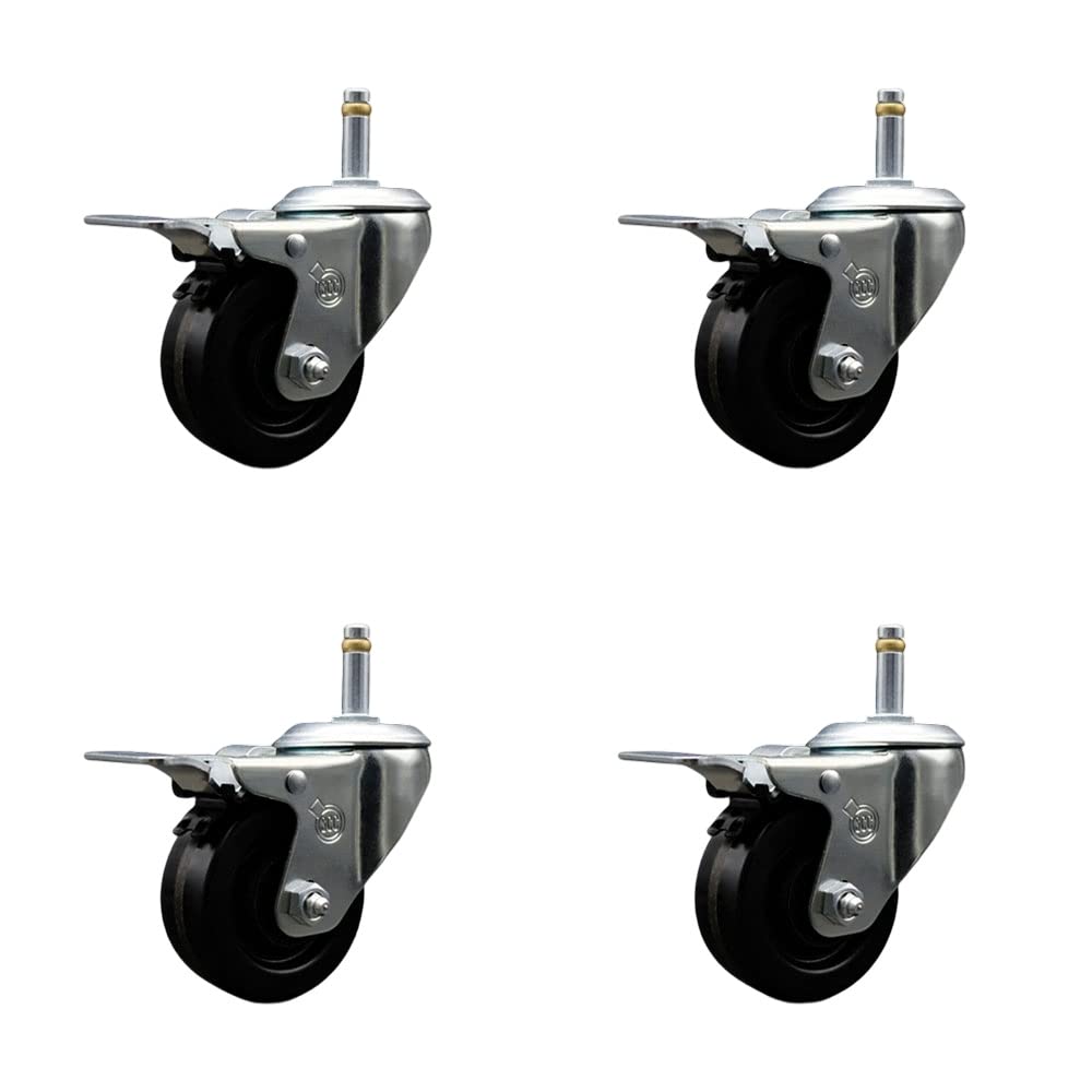 Phenolic Swivel Grip Ring Stem Caster Set of 4 w/3.5