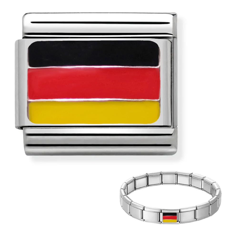 Andska Flag Charms Fit Italian Style Link Bracelet 9 mm Stainless Steel Classic Stretch Modular Bracelets (German)