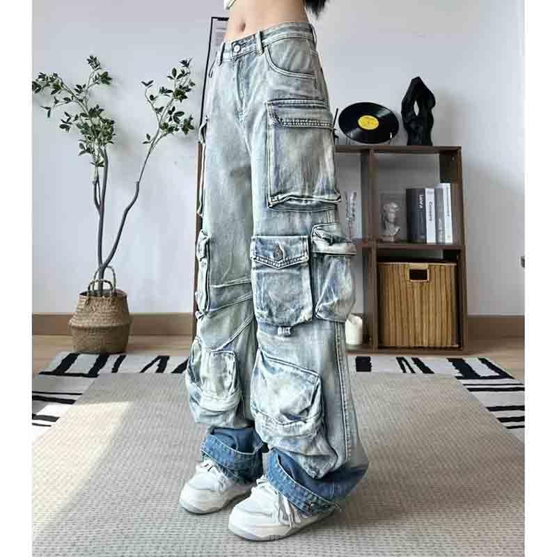 Cargo Pants Women Y2K Multi Pocket Jeans Baggy Cargo Pants Street Hip-hop Grunge Clothes4