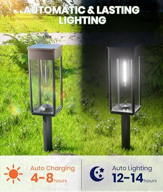 Bright Solar Pathway Lights Outdoor Waterproof IP65, 8 Pack Auto On/Off Solar Outdoor Lights for Path, Yard, Landscape, Lawn, Patio, Walkway, Driveway, Garden Decor Lighting Solar Powered