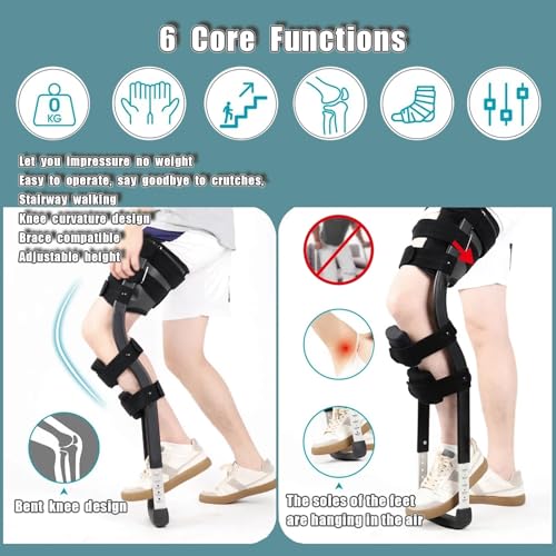 Anti-Slip Knee Crutches for Adults with Height Adjustable Feature
| Hands Free Crutches for Walking Injury and Ankle Fr