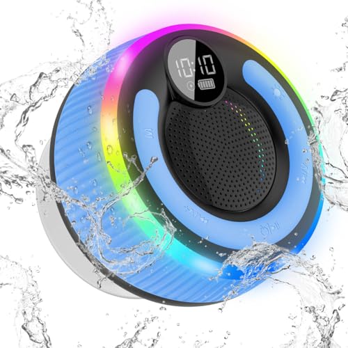 AOSRAU Portable Bluetooth Shower Speaker with Lights, Bluetooth 5.3, Small Wireless Speaker for...