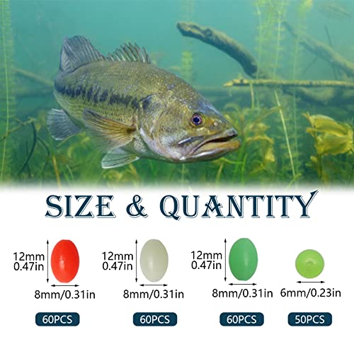 Dovesun Soft Rubber Fishing Beads Fishing Accessories Fishing Bait Eggs Oval Luminous Fishing Beads With Fishing Tackle-Box 0.31 * 0.47In(230Pcs) #TOP4