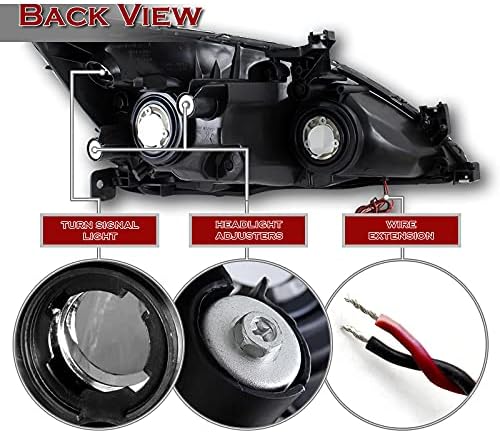 2PCS LED DRL Chrome Housing Headlights W/Clear Reflector Compatible With Honda Accord 2003 2004 2005 2006 2007, Chrome Housing Clear Lens, Driver and Passenger's side