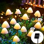 Brightown Solar Mushroom Garden Lights for Outside, 20 LED 32.8FT Solar Pathway Lights Outdoor Waterproof for Fence with 8 Lighting Modes for Patio Yard Decorative