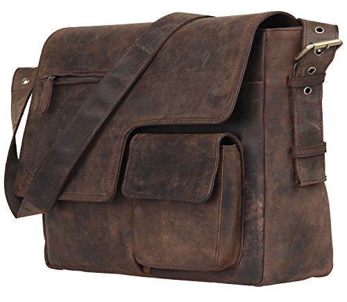 Leather Vintage Rustic Crossbody Messenger Courier Satchel Bag Gift Men Women ~ Handmade Rugged & Distressed ~ Everyday Office College School bag for men and women