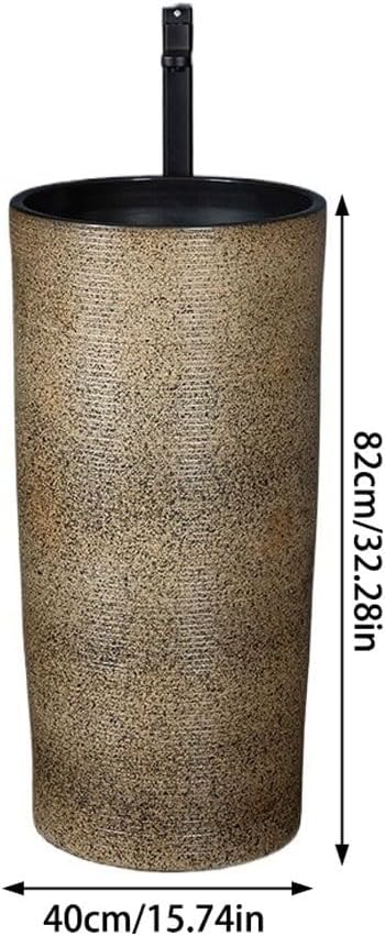 Pedestal Sinks Retro Wash Basin Integrated Column Outdoor Ceramic Balcony Floor-Standing Sink Bathroom (A)